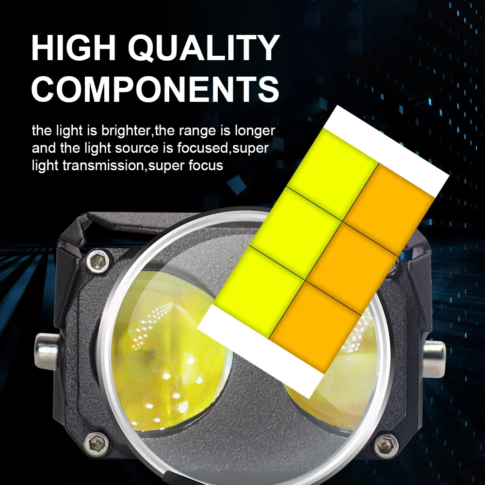 Motorcycle Lighting System Dual Lens Faros Motos multicolor LED Work Light Projector Mini Led Lights For