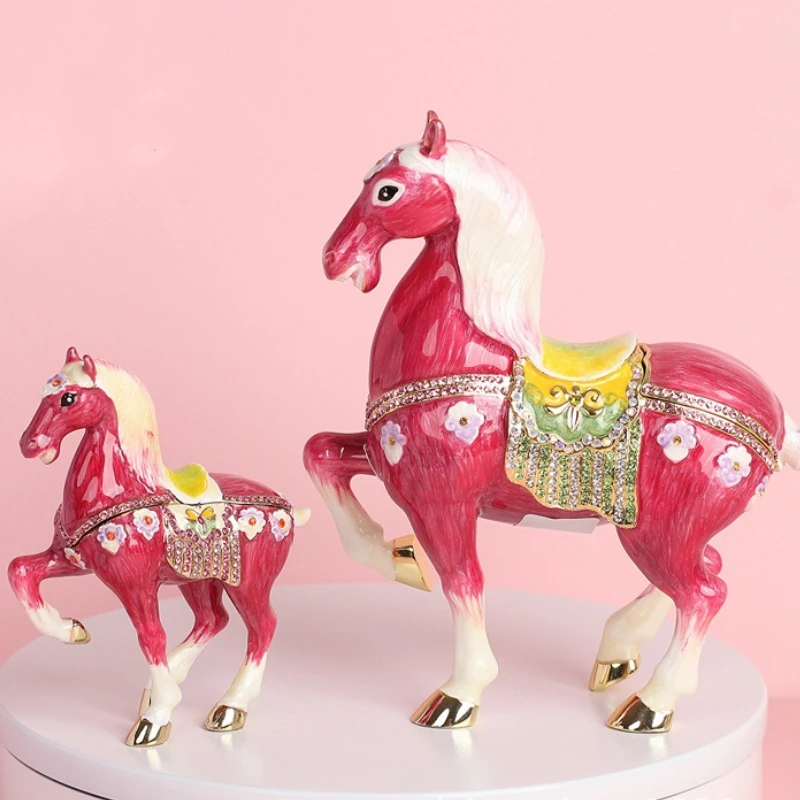 Hot Selling Horse Shaped Creative Home Decor Exquisite Jewelry Box Luxury Metal Enamel Color Handicrafts Gift Wholesale