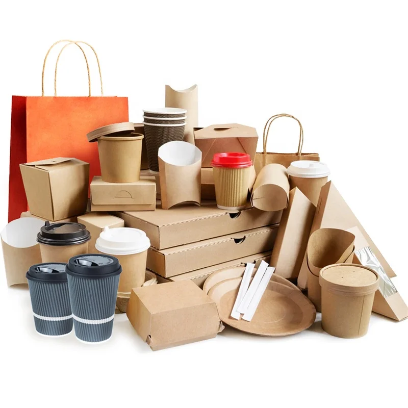 Disposable custom logo eco friendly craft paper chicken burger box fast food takeaway packaging lunch box