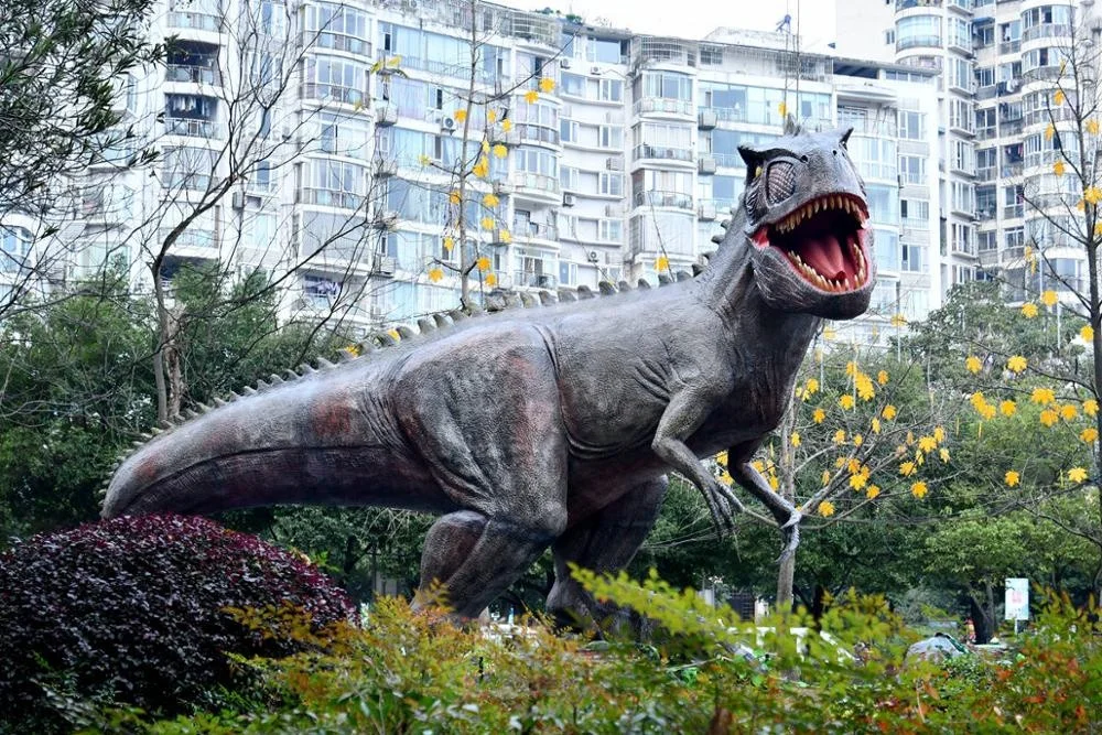 park jurassic life size animatronic t-rex dinosaur