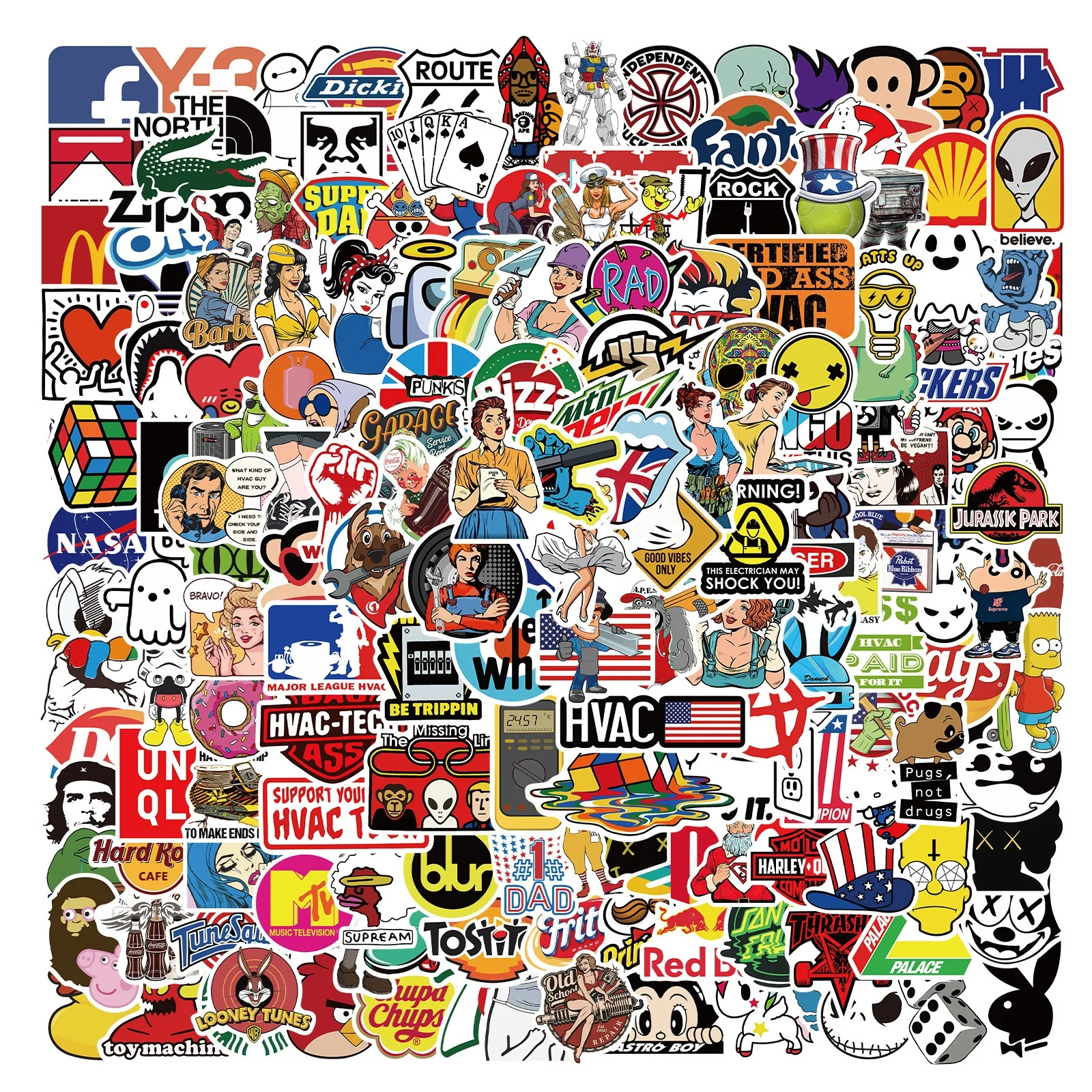  200pcs Sticker Bomb Die Cut Packs Waterproof for Car Vinyl Scooter Skate