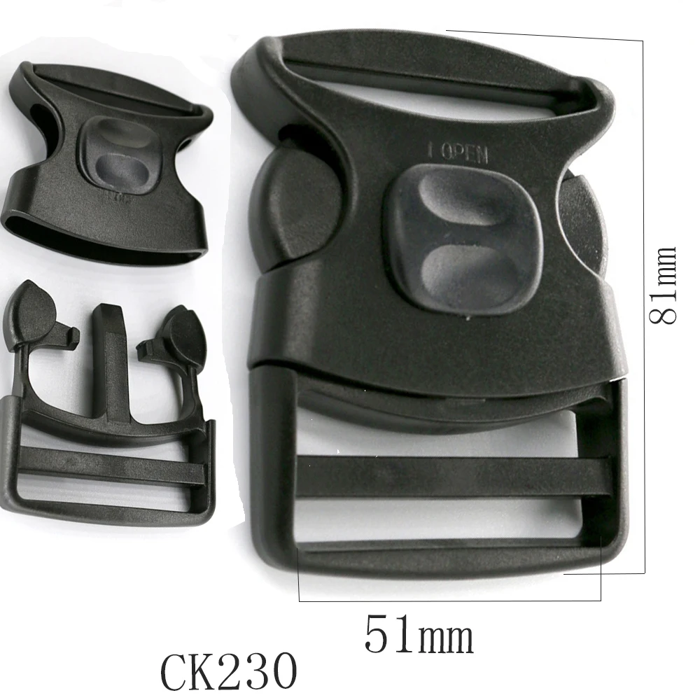 POM Tactical Webbing 51mm Button switch Plastic Side Curved Release Buckle For Backpack Luggage Straps Black