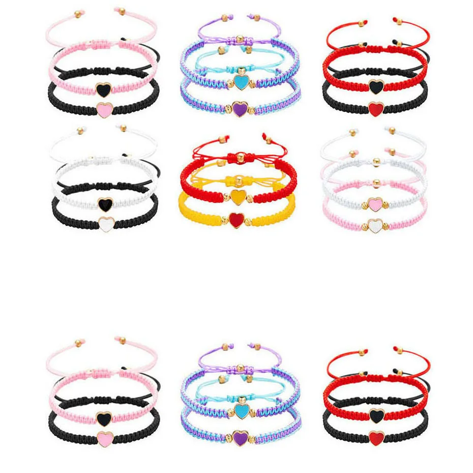 I Love You Heart Adjustable Hand Woven Couple Bracelet Valentines Day Gift Braided Friendship Bracelets For Sister Mom Men Women
