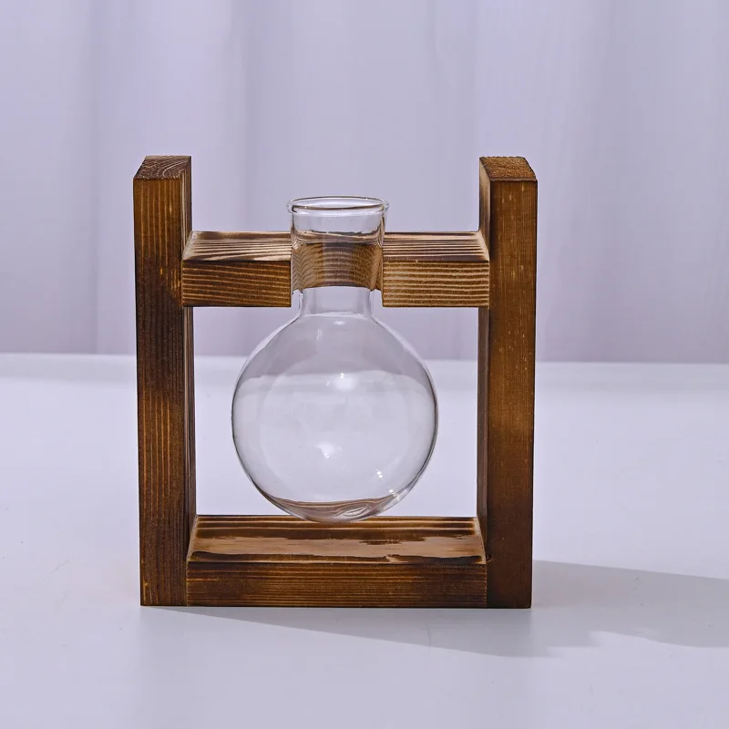 Container Vase Table Vase Wood Plant Holder Heart Shape Hydroponic Ware Glass Vase Glass