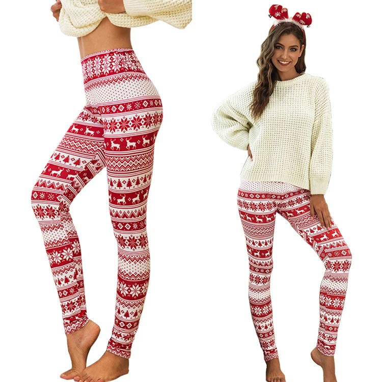 2019 Winter Fashion Christmas Leggings Yoga Leggings Snowflake Reindeer Printing Leggings
