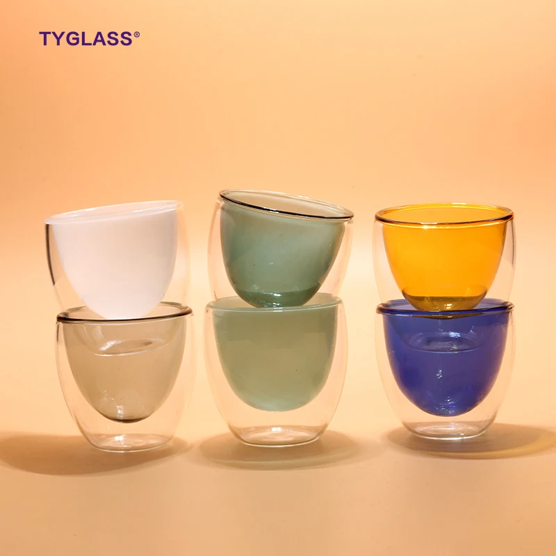 
Долговечная многоразовая модная Экологически чистая кофейная чашка для эспрессо с двойным стеклом 