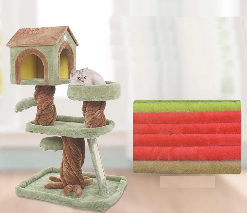 Wholesale Manufacturer Custom Tree Like Multi-layer Plush Cat Tree Simulated Plant Cat Furniture