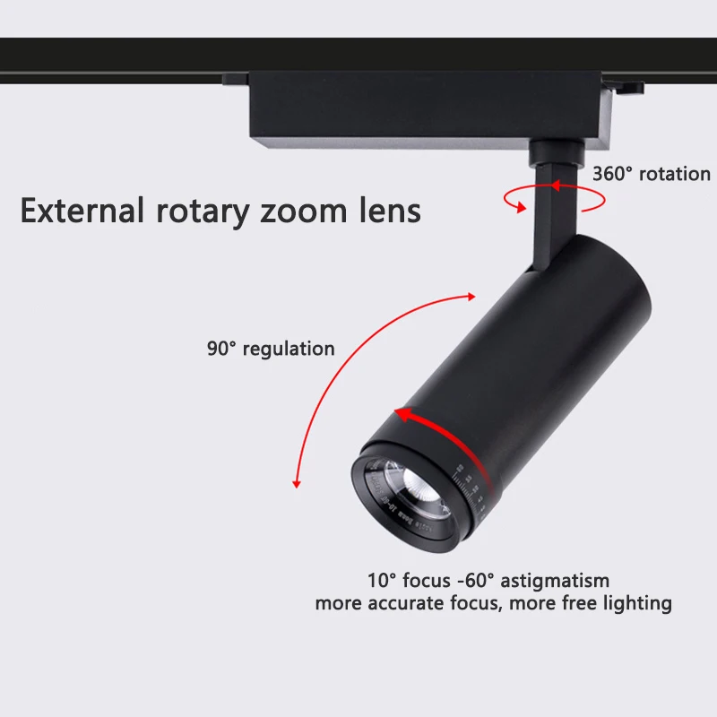 Open focus track light ceiling 10W-30W track spotlight adjustable Angle living room background office lighting