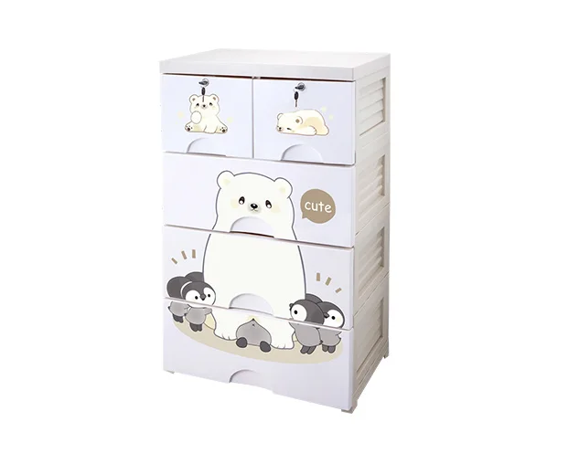 Baby stackable 4 Layers PP top plastic drawer with lock plastic clothing drawers