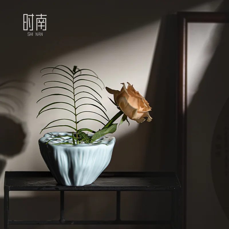 Ceramic frog Flower Arrangement Ceramic Celadon Vase Flower Pot Chinese Style Tea Mat Tea Table