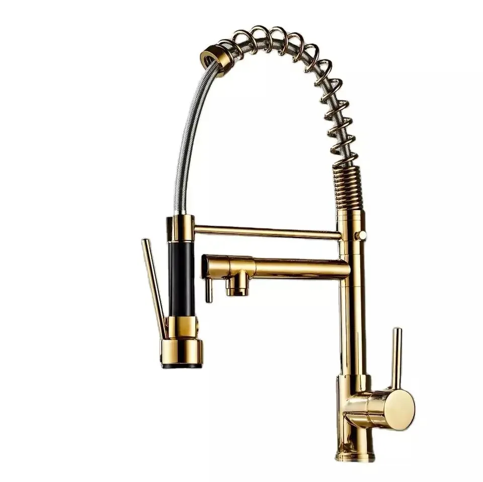3 way spring pull out kitchen faucet commercial kitchen mixer Flexible kitchen taps stainless steel 201