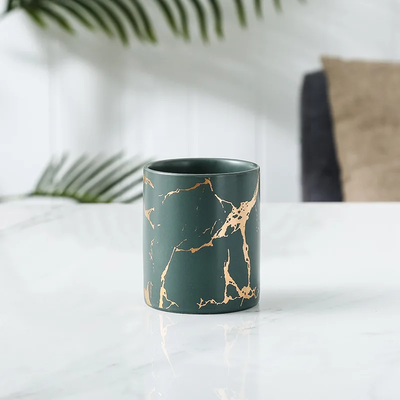 
Ceramic Candle Jar with Marble Prints 