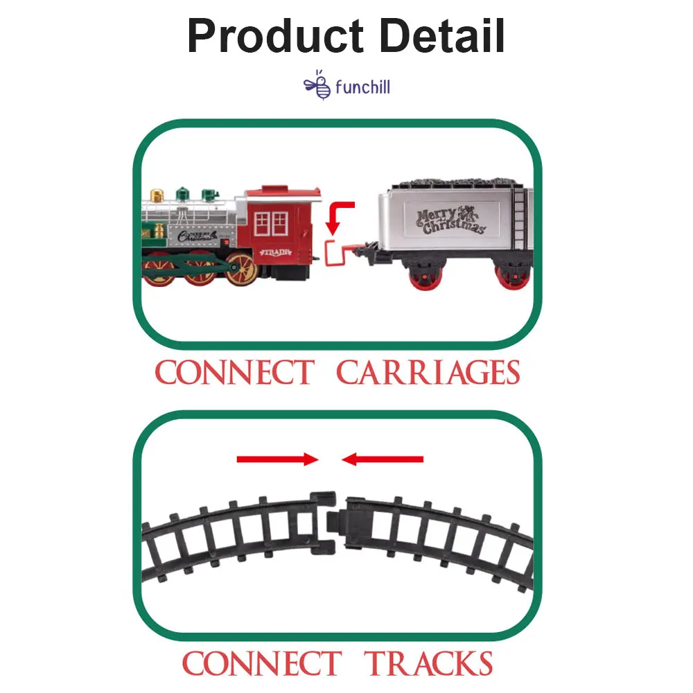 Vintage Assemble Race Electric Car Track Xmas Kids Railway Toys Christmas Train Set With Music Sound
