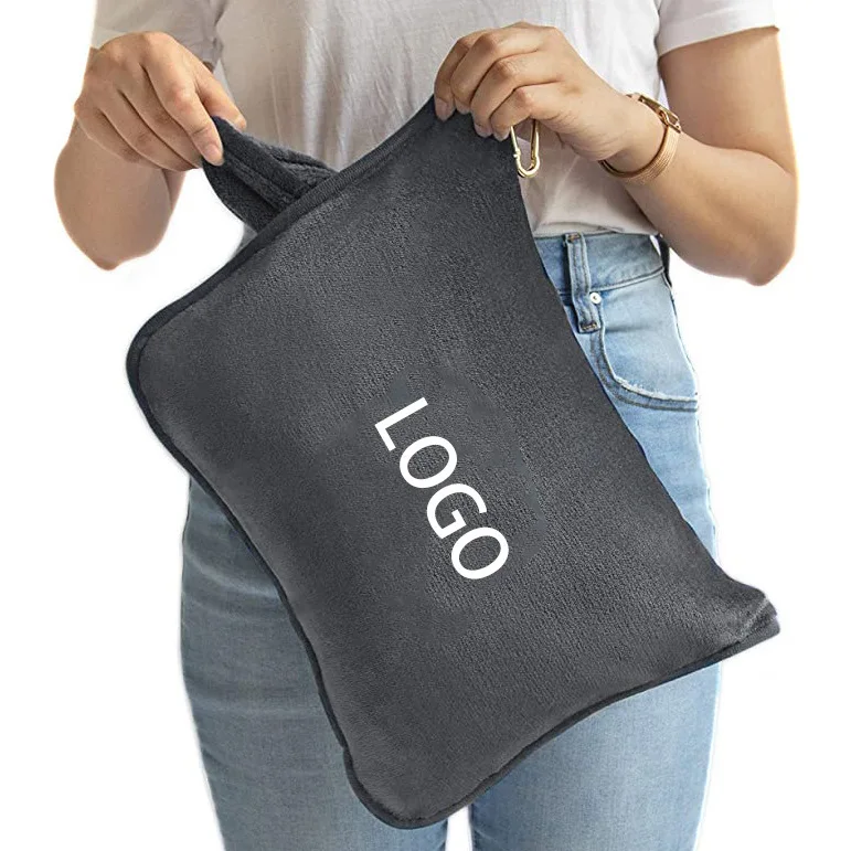 2-in-1 Foldable Flannel Travel Blanket Multifunctional Office and Airplane Bag Wearable Blanket for Comfortable Travel