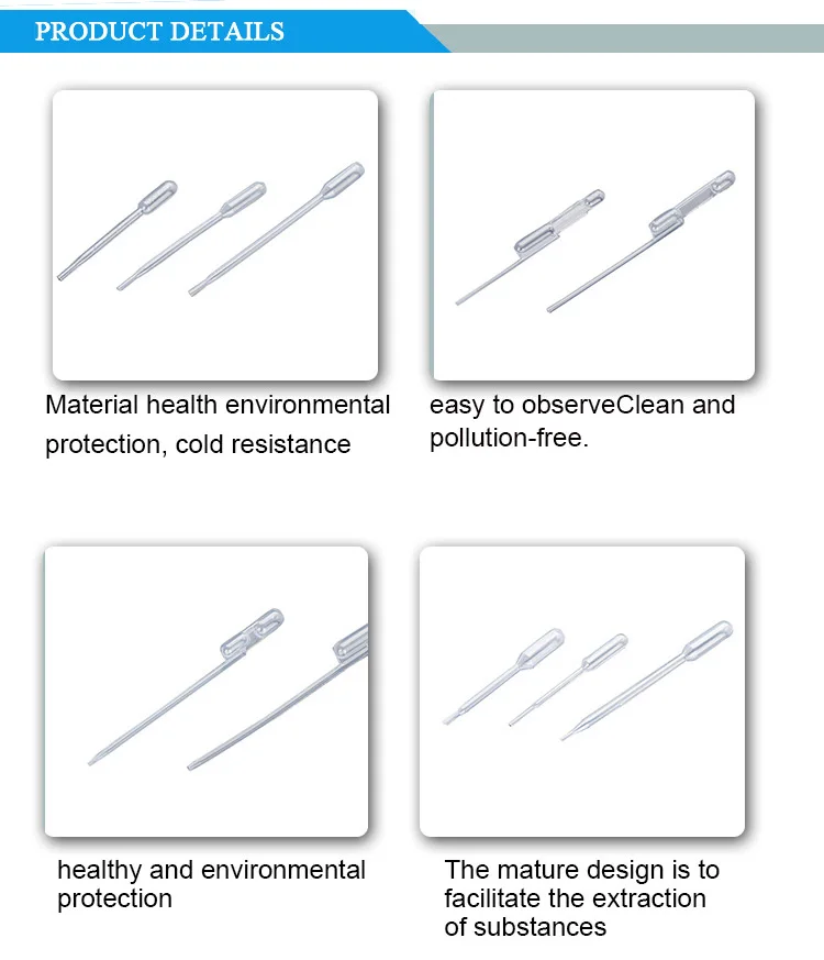LAB consumable disposable plastic transfer pipettes medical use pasteur pipette