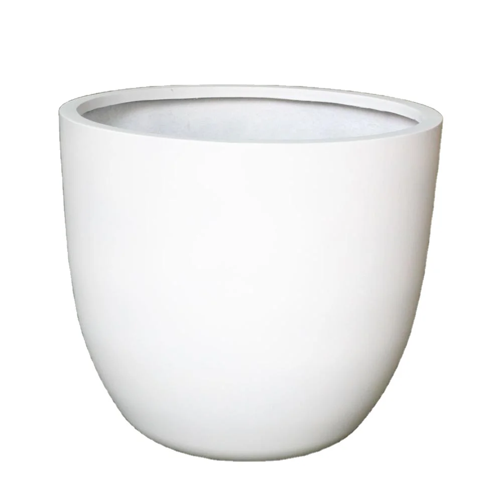 Terrace grey Outdoor Indoor Planter Classic Decorative Round Pots Set FRP Flower Vase for Hotels, Malls, Offices