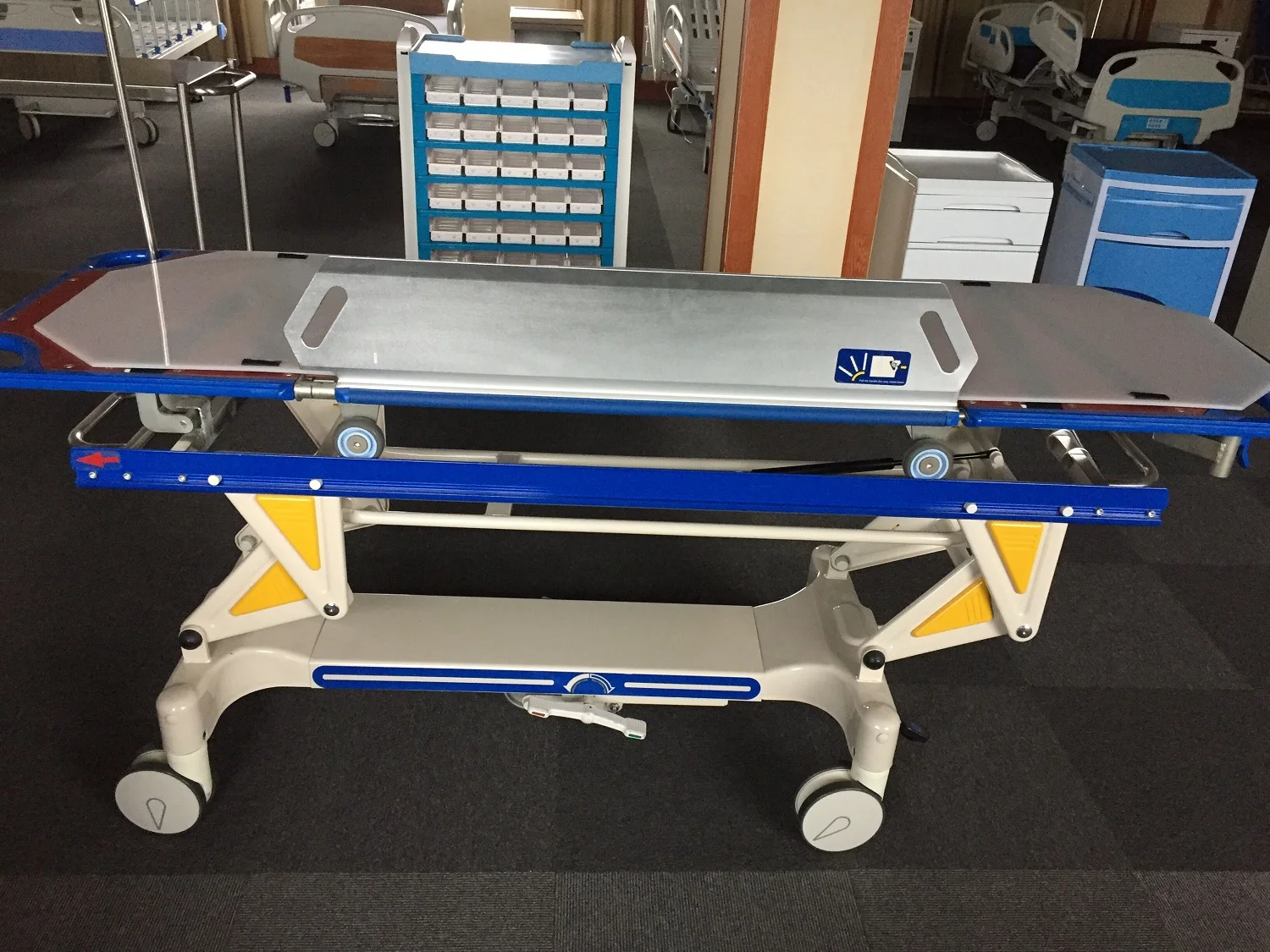 Hot Sale Medical Emergency Stretcher ABS Patient Transfer Stretcher Folding Medical Stretcher Patient Transport Trolley