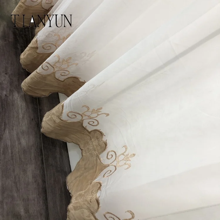 European Style Classic 100 Polyester Modern Velvet Patch Embroidery Curtain Fabric