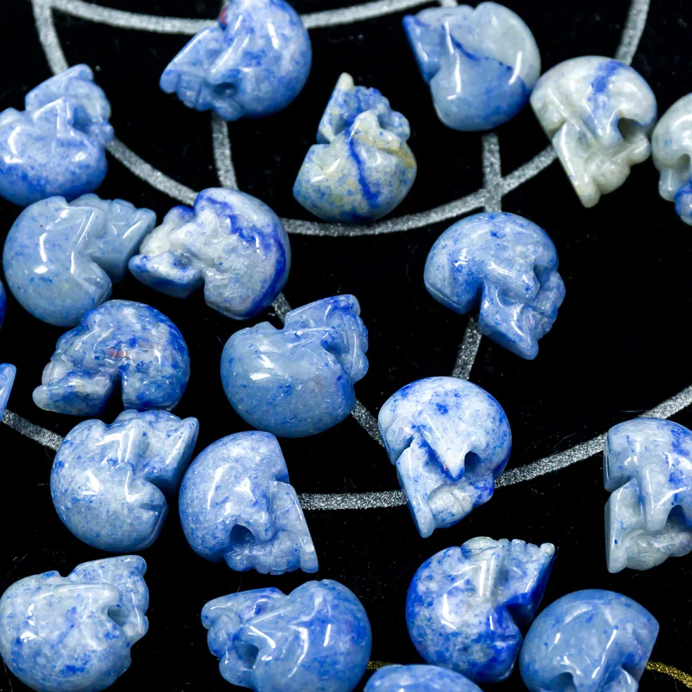 Mix nat geo wholesale hand carved about 1 inch mini blue aventurine crystal skulls for home decoration