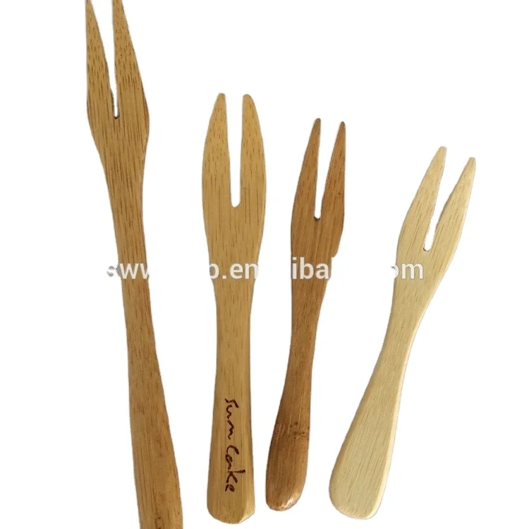 High quality bamboo mini food forks for fruits cake dessert