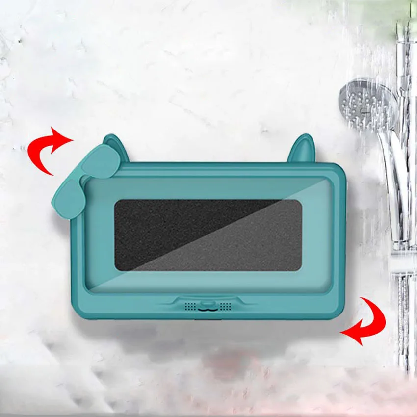 Shower Phone Holder Waterproof Anti-Fog Touch Screen Wall Mount Phone Holder for Shower Bathroom Mirror Bathtub