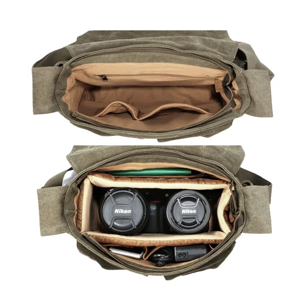 Camera shoulder bag canvas PU leather messenger bag,trendy dslr camera bag