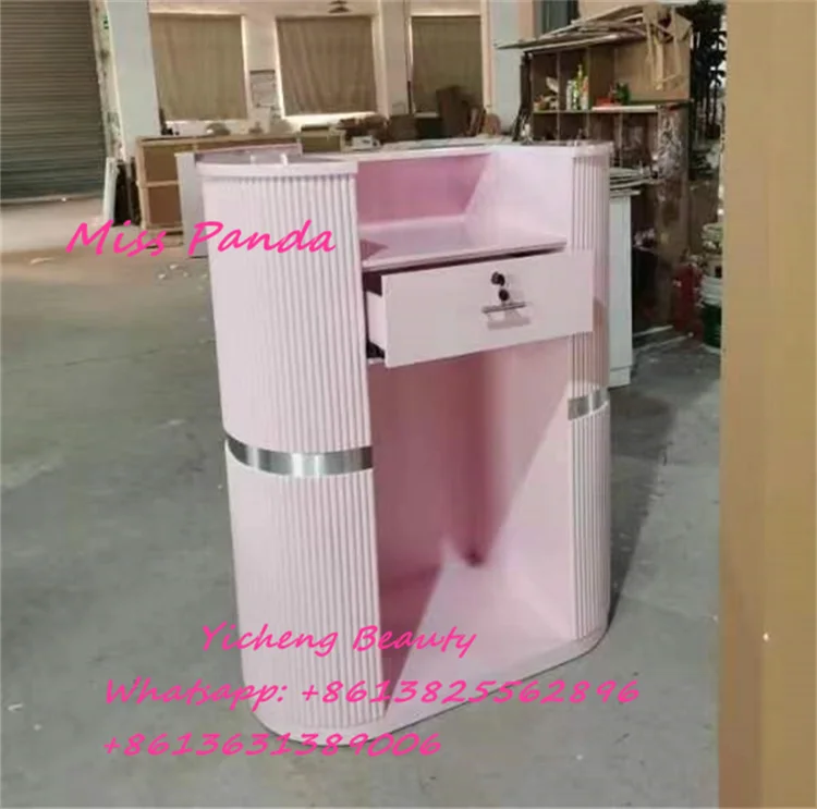 Yicheng beauty high performance reception desk for beauty salon wood pink front desk salon furniture sale online