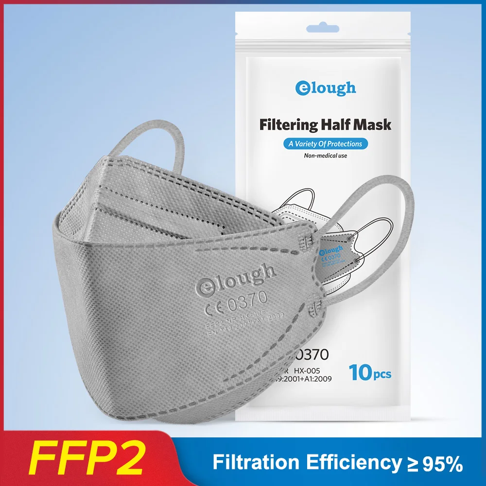More comfortable design CE0370 Fish Mask  4 layers high density filtration Darg Grey CE FFP2 Adult Masks