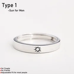 Fashion Dainty Sun Moon Couple Open Adjustable Each Other Lover Couple Rings Wedding Jewelry Ring For Most Women Men