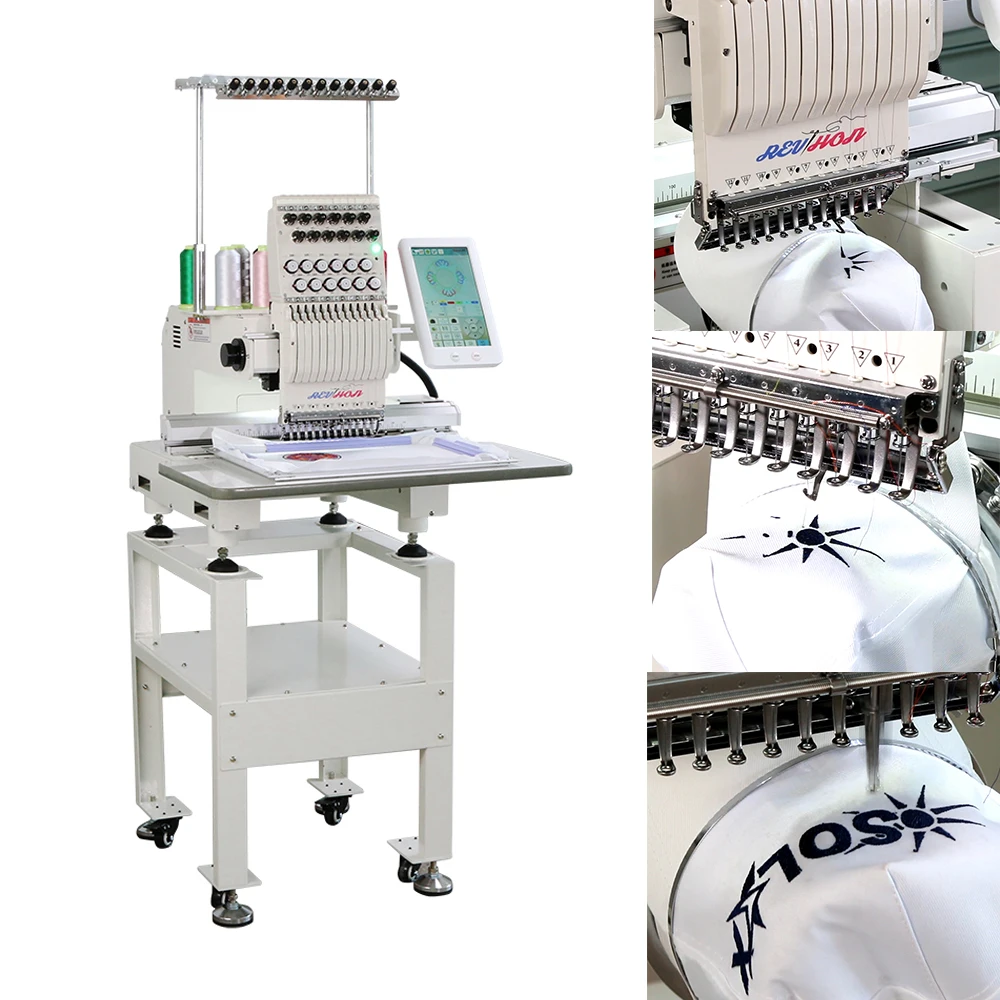 Industry Flat Embroidery Machine 12 Needles Monogramming Machinery For Tshirt  Hat Textile  Fabric