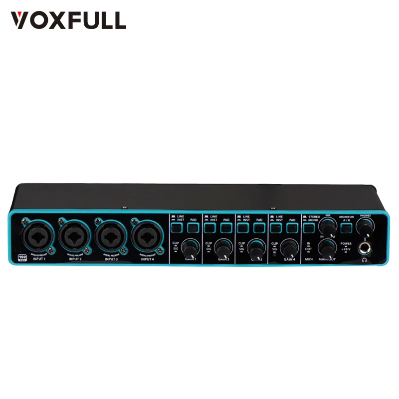 Микшер Voxfull UMC404 Mini 4 канала 4x4 24 бит 192 кГц DJ-консоль звуковая карта студийный музыкальный инструмент для подкастинга