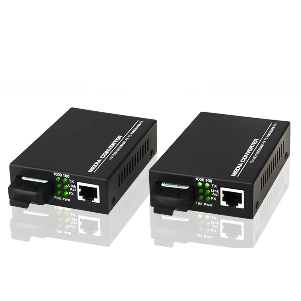 
1000M RJ45 SC Connector Gigabit Single Mode dual Fiber Wdm 20km Fast Ethernet Fiber Optic Media Converter 