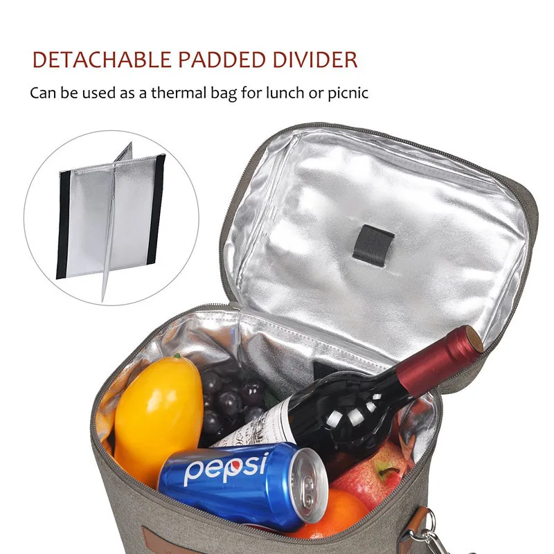 Large Ice Lunch Beer Bottle Cans Picnic Food thermal box custom logo 4 compartment champagne wine Insulated cooler bag