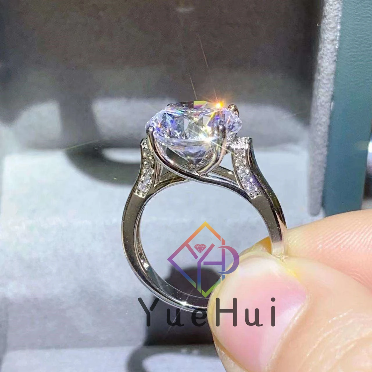 5ct 4 claw custom women vvs d color moissanite ring pass diamond tester 925 sterling silver moissanite eternity ring