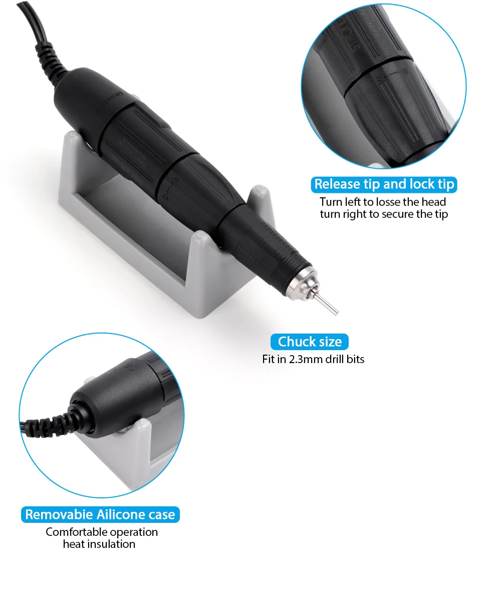 New 65W Electric Nail Drill Machine 35000rpm Strong 204 Electric Manicure Set Pedicure Machine Professionals Electric Nail File