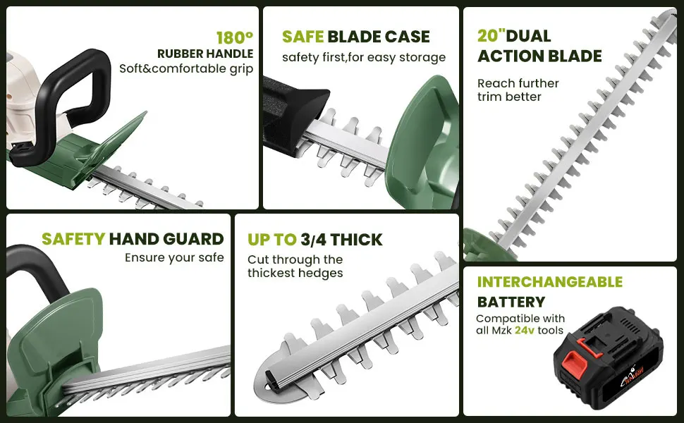 20V Cordless Hedge Trimmer 510mm Blade High Efficiency Hedge Trimmer Machine for Trimming Shrubs and Bushes
