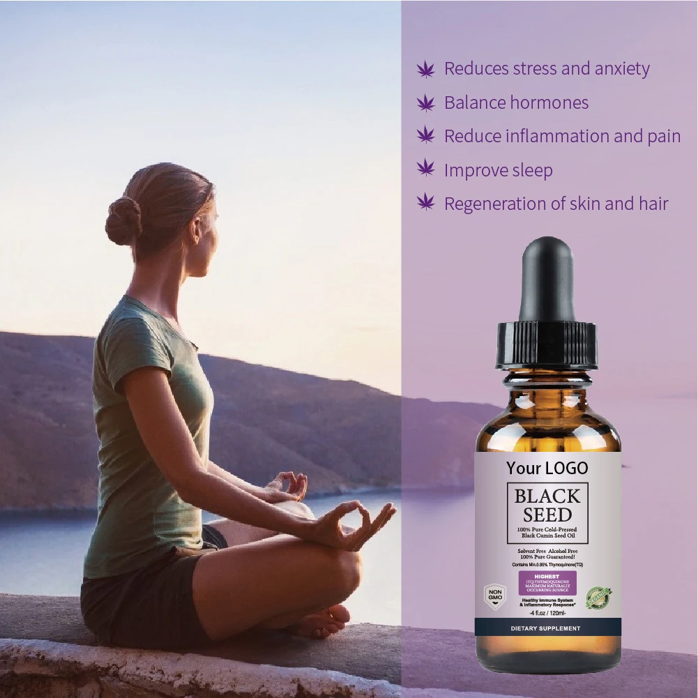 Wholesale Custom LOGO OEM 100% Natural Pure Organic Anti-Dry Anti-Aging Moisturizing Cold Pressed Black Seed Essential Oil