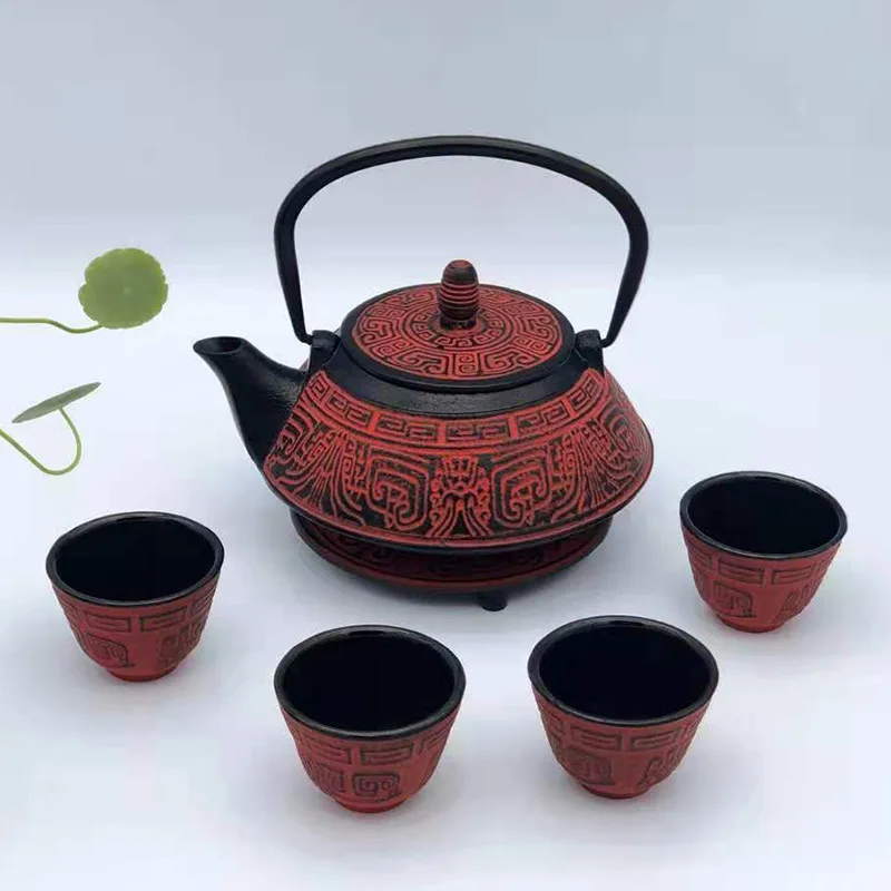 20oz Japanese Tetsubin Cast Iron Teapot Tea Kettle pot with Stainless Steel Infuser for Stovetop Safe Coated with Enameled