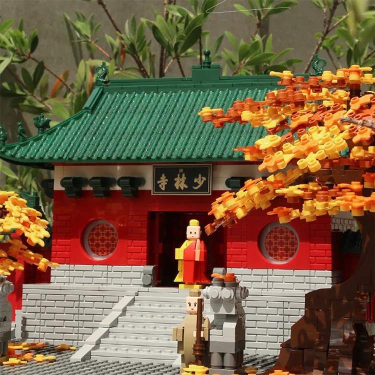 mini building block sets model toy home decoration Shaolin Temple brick toys