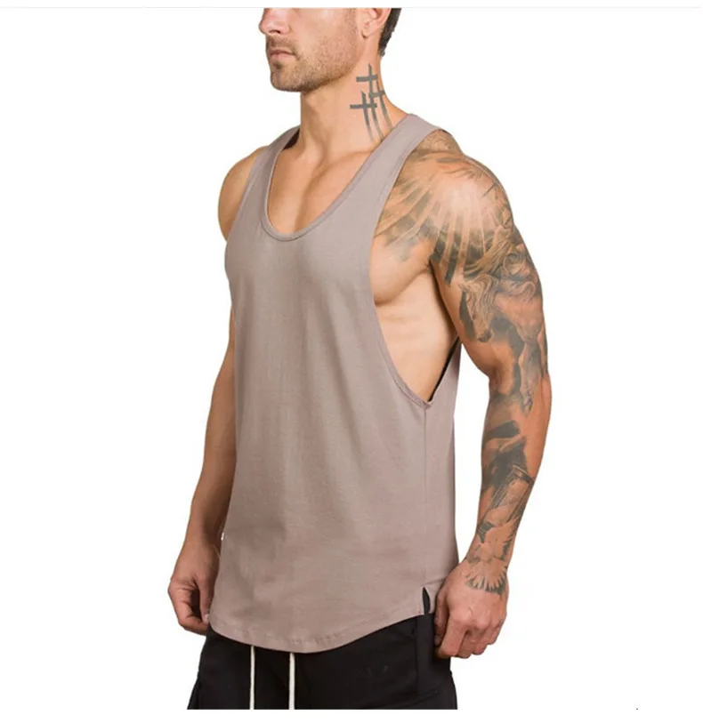 Fast delivery exercise casual design singlet men gym vests white spandex cotton mens tank top