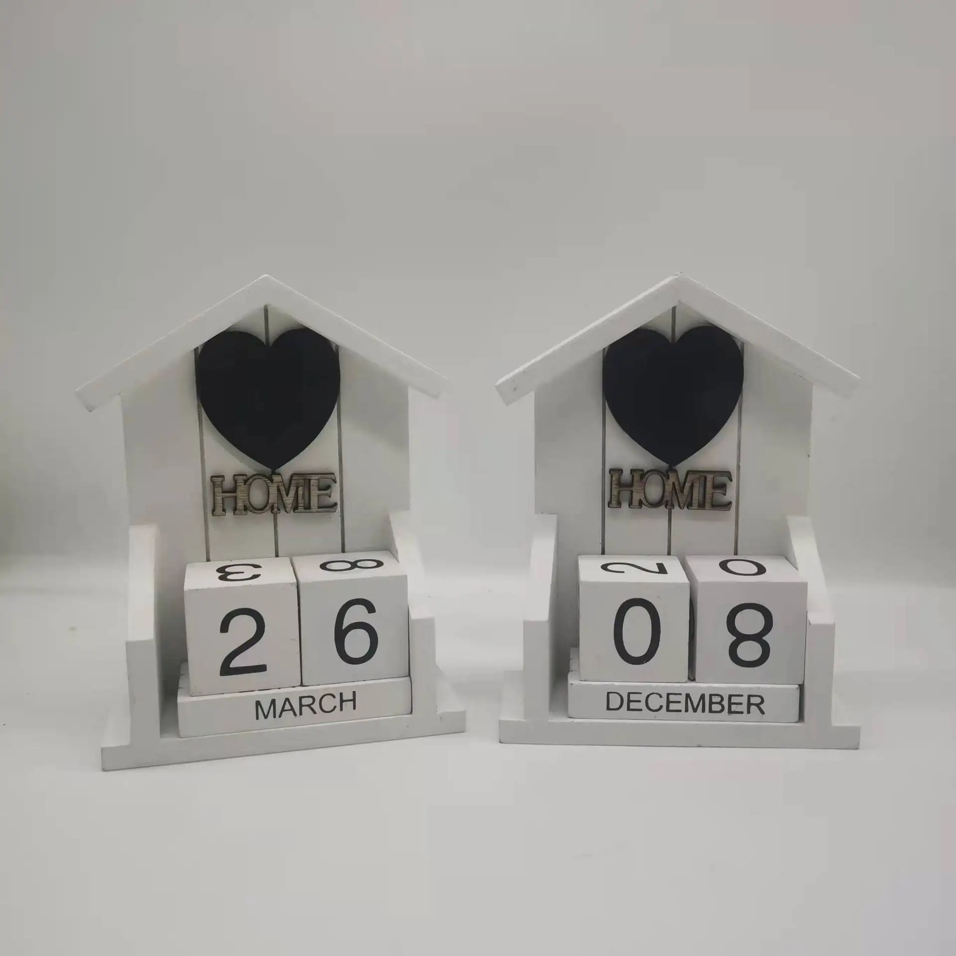 Wooden House Calendar with Block Perpetual Table Calendar Wooden Desk Blocks Calendar Perpetual Block Month Date Display