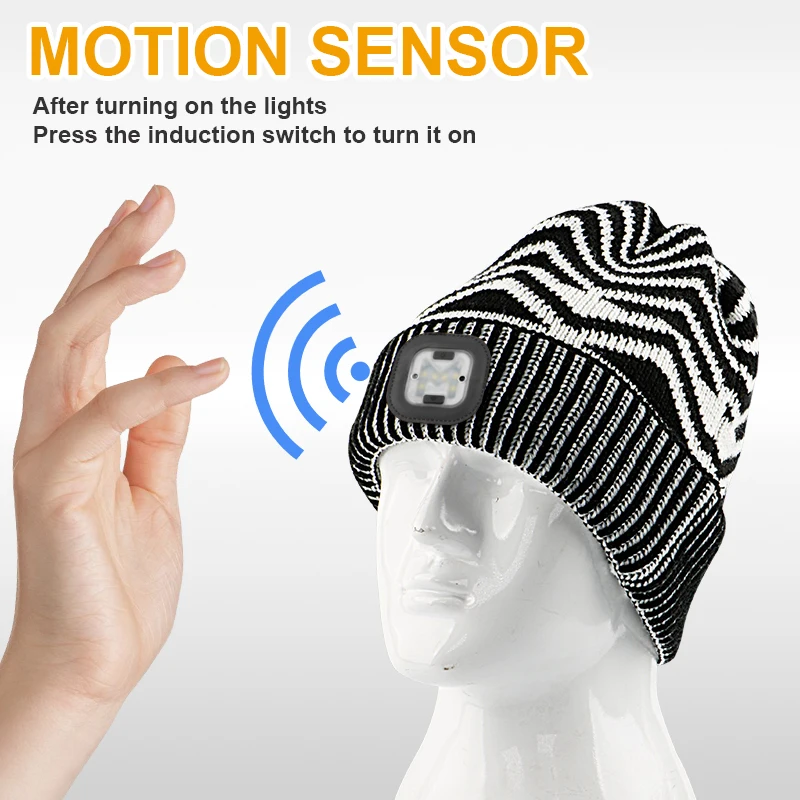 High Quality Outdoor Winter Night Warm USB Rechargeable Led Lighting Unisex Knitted Beanie Headlamp Cap Hot Sale