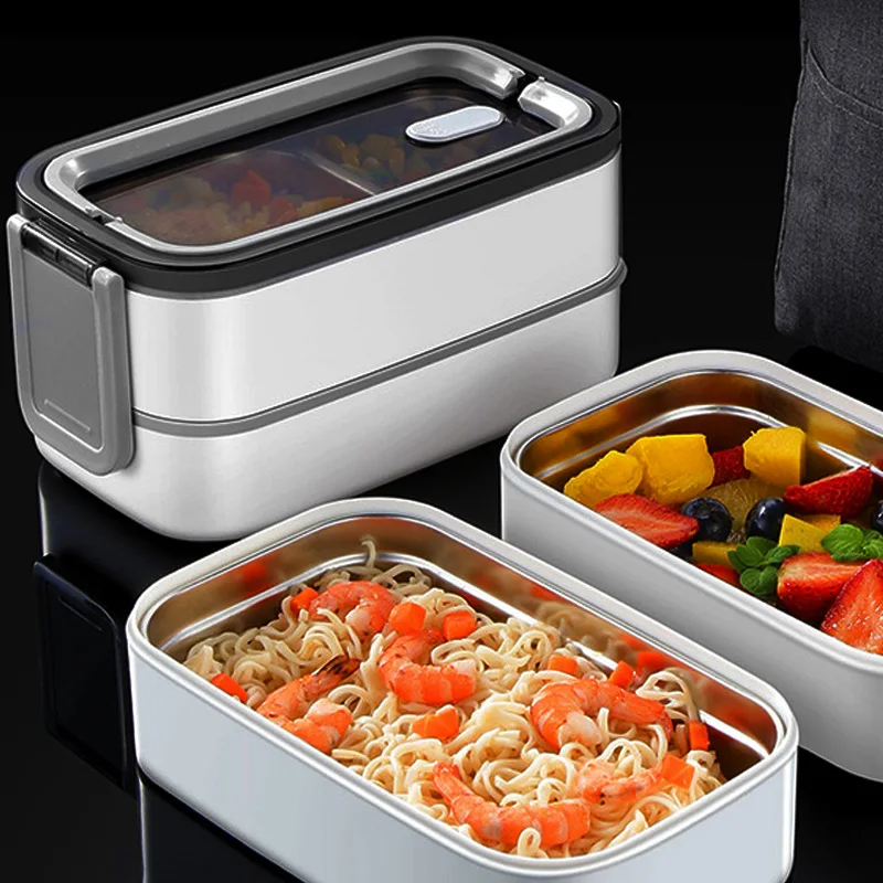 Stackable airtight keep food hot 304 stainless steel and plastic tiffin lunch box bento food storage container for adults & kids