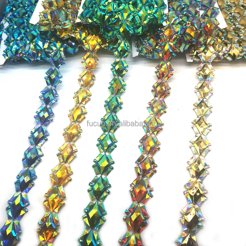 Customize wholesale crystal resin gems iron on rhinestone appliques trims for carnival costumes events 2025