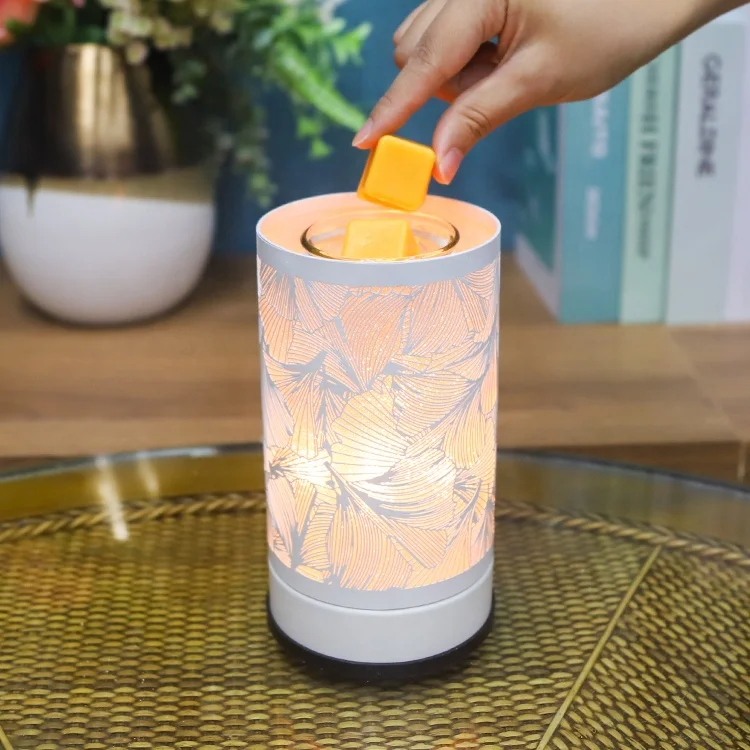 Electric Touch Warmer with glass insert dish white metal touch dimming table lamps aroma oil wax warmer