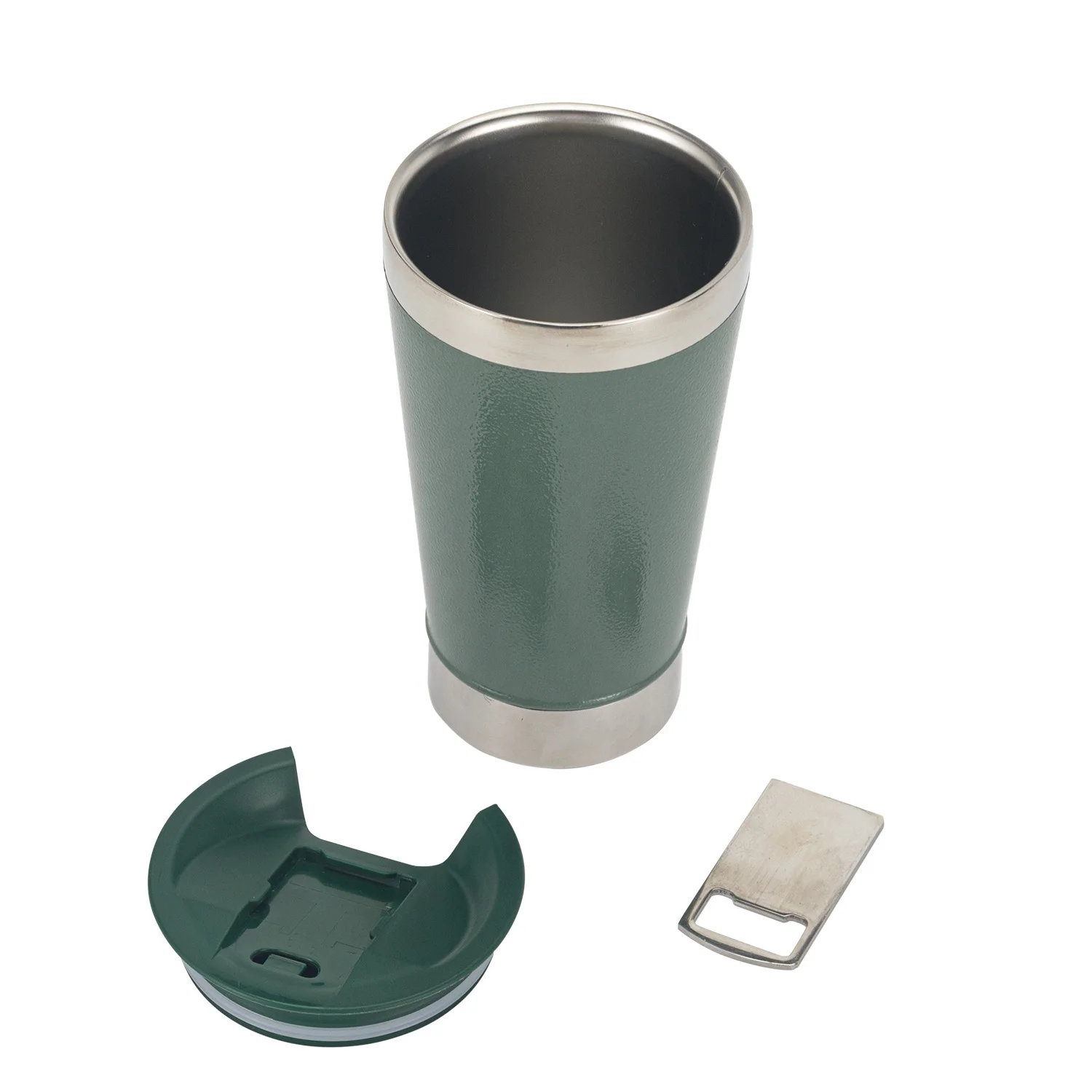 Red Reusable Custom Logo 16Oz Vaccum Thermal Glass Beer Cup With Opener And Lid