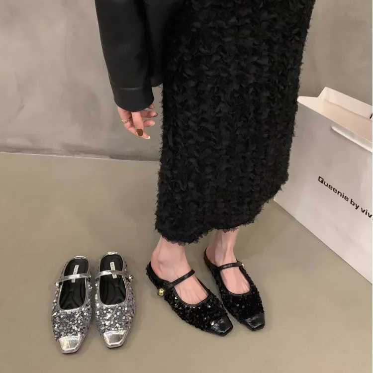 35-39 New Mary Jane Shoes Crystal Slipper Fashionable Women Shoes For 2 Colors