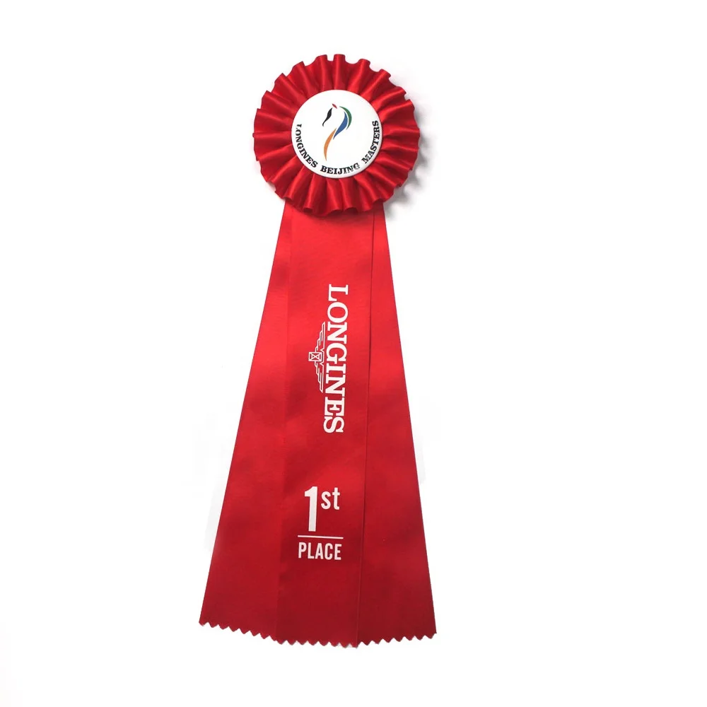 Factory handmade triple layer award ribbon rosette for horse race,horse sport ribbon rosettes flower