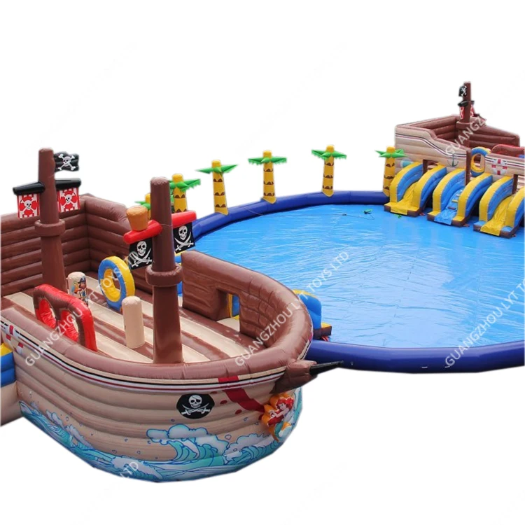 Wide pool swimming water park commercial bounce house inflatables water slide for adult