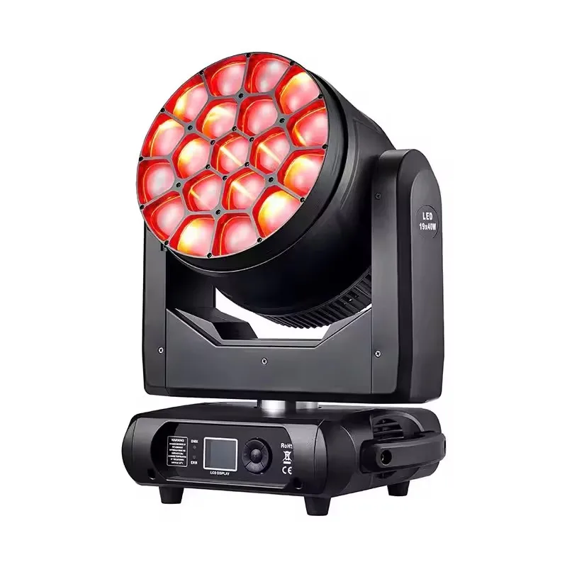 new arrival 19X40W LED zoom wash bee eyes kaleidoscope effect RGBW 4in1 moving head light disco party dj light